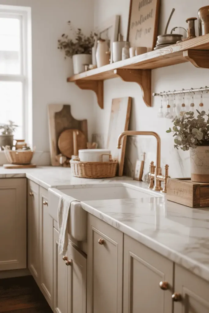 Quartzite countertops in neutral tones