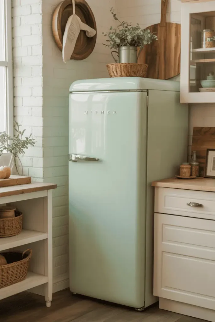 Retro-style refrigerator in mint green
